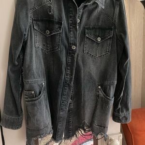 Free People Distressed Denim Jacket
